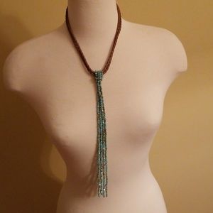 Leather and turquoise beaded necklace